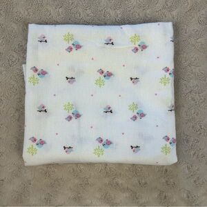 Gerber Birds Hearts Baby Receiving Blanket White Flannel Pink Blue Tree Branch